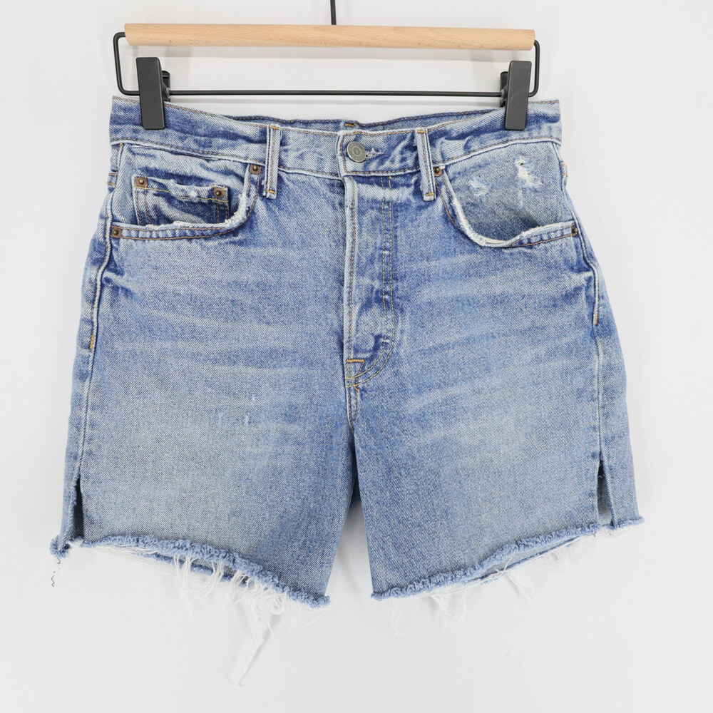 GRLFRND Karolina Denim Shorts Womens 26 Blue High Rise Cutoff Frayed Button Fly